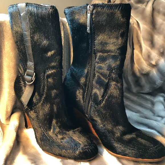 Donald J Pliner Black Calf Hair Boots - Picture 1 of 7